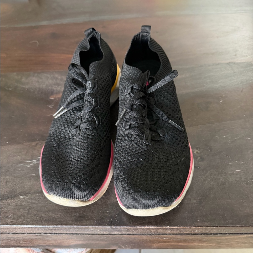 Skechers Black Athletic Shoes with Pink and Yellow Accents